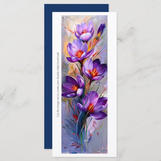 Creëer Uw Eigen Paarse Krokussen Bladwijzer Kaart (Voorkant / Achterkant)