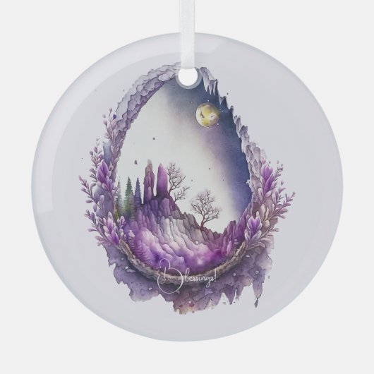 Creëer Uw Eigen Paarse Landschapsgeode Glas Ornament (Voorkant)