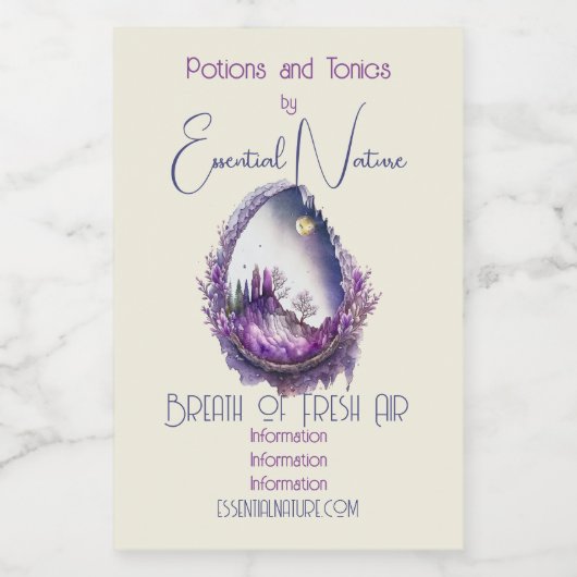 Creëer Uw Eigen Paarse Landschapsgeode Voedselcontainer Etiket (Enkel label)