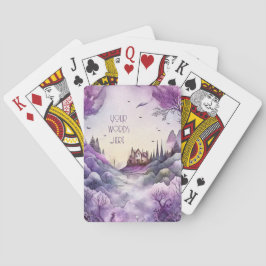 Creëer Uw eigen Paarse magische kasteellandschap Pokerkaarten