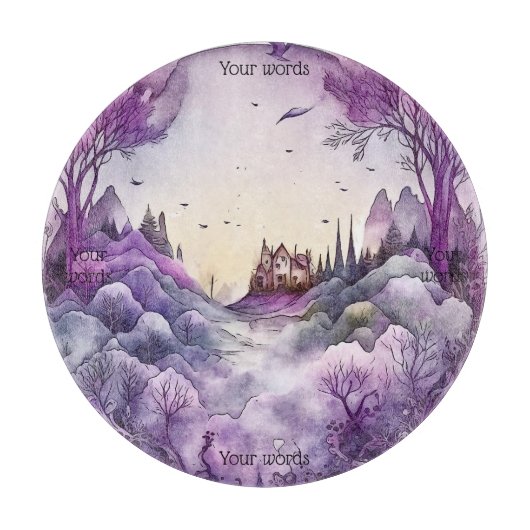 Creëer Uw eigen Paarse magische kasteellandschap Snijplank (Voorkant)