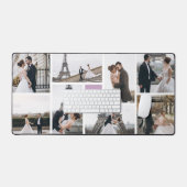 Creëer Uw eigen Paarse monogram 8-foto collage Bureaumat (Keyboard & Muis)