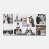 Creëer Uw eigen Paarse monogram 8-foto collage Bureaumat (Voorkant)