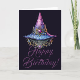 Creëer Uw eigen Paarse roze Bejeweled Witch Pet Feestdagen Kaart