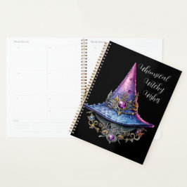 Creëer Uw eigen Paarse roze Bejeweled Witch Pet Planner