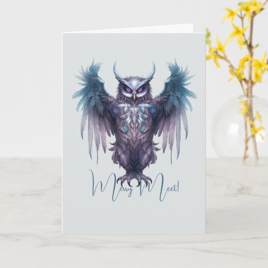 Creëer Uw eigen Paarse Uil Kaart (Gele Bloem)