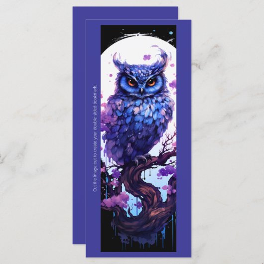 Creëer Uw Eigen Paarse Uil Moon Bladwijzer Kaart (Voorkant / Achterkant)
