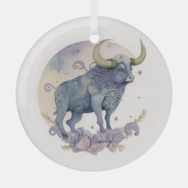 Creëer Uw eigen Paarse Waterverf Stier Zodiac Glas Ornament