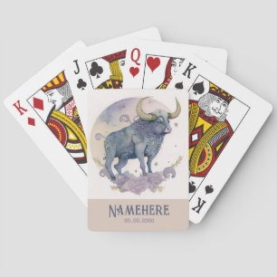 Creëer Uw eigen Paarse Waterverf Stier Zodiac Pokerkaarten