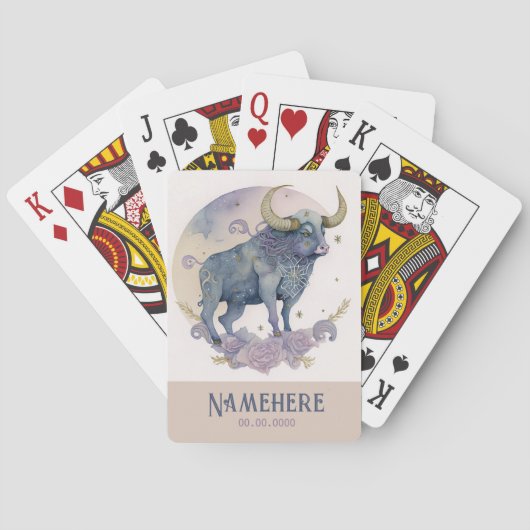 Creëer Uw eigen Paarse Waterverf Stier Zodiac Pokerkaarten (Achterkant)