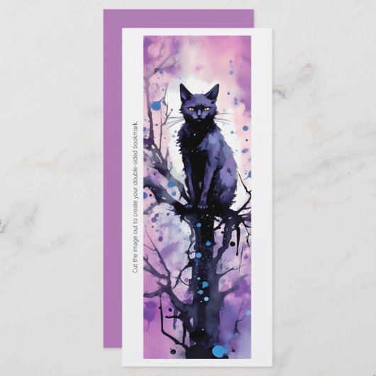 Creëer Uw eigen Paarse Zwarte Kat Magic Bladwijzer (Voorkant / Achterkant)