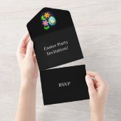 Creëer Uw eigen Paasfeest RSVP Black All In One Uitnodiging (Afscheurbaar)