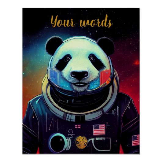 Creëer Uw eigen Panda in de ruimte Astronaut Perfect Poster (Voorkant)