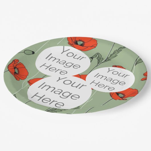 creëer uw eigen papieren foto tekst sjabloon Poppy Papieren Bordje (Gekanteld)