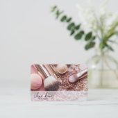 Creëer uw eigen pastel roze make-up borstels visitekaartje (Staand voorkant)