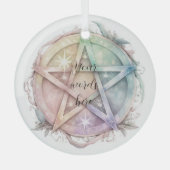 Creëer Uw Eigen Pastel Sterrenboog Pentacle Glas Ornament (Voorkant)