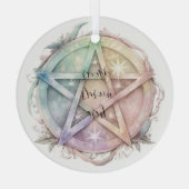 Creëer Uw Eigen Pastel Sterrenboog Pentacle Glas Ornament (Achterkant)