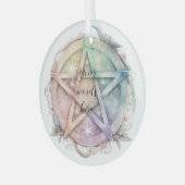 Creëer Uw Eigen Pastel Sterrenboog Pentacle Glas Ornament (Voorkant links)