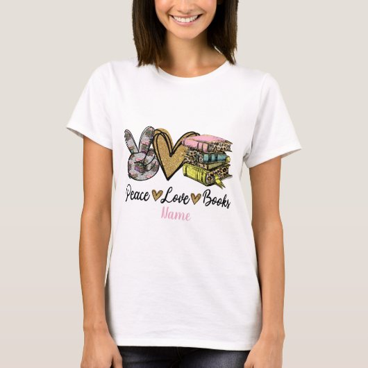 Creëer Uw eigen Peace Love boeken T-shirt (Voorkant)