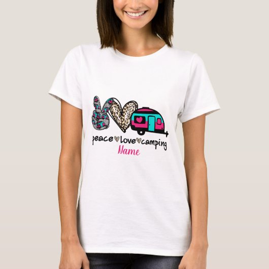 Creëer Uw eigen Peace Love Camping T-shirt (Voorkant)