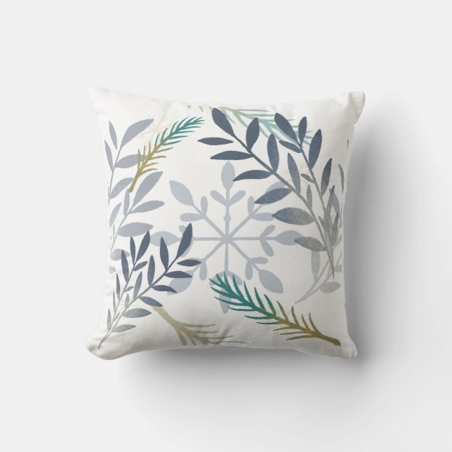 Creëer uw eigen Peacock Snowflakes Kussen (Voorkant)