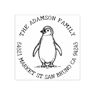 Creëer Uw Eigen Penguin Familienaam Retouradres Rubberstempel