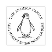 Creëer Uw Eigen Penguin Familienaam Retouradres Zelfinktende Stempel (Design)