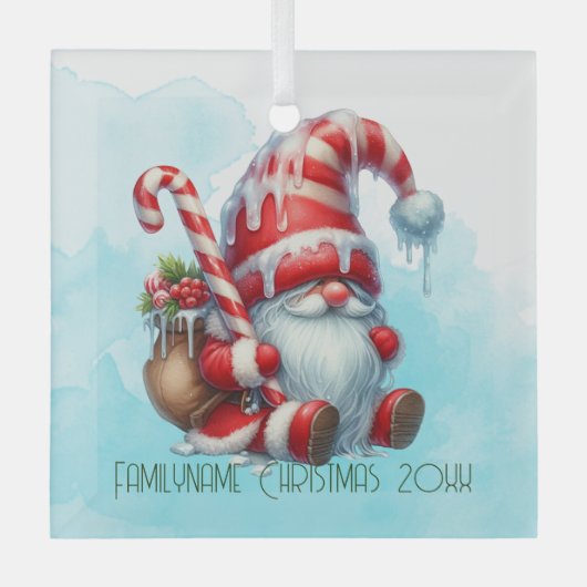 Creëer Uw eigen pepermunt bessen kerst gnoom Glas Ornament (Voorkant)