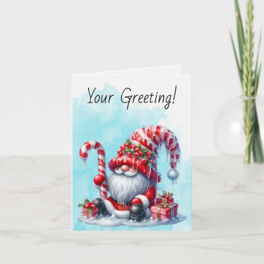 Creëer Uw eigen Pepermunt Snoep Kerst Feestdagen Kaart (Voorkant)