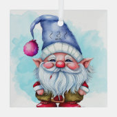 Creëer uw eigen Periwinkle Christmas Gnome Glas Ornament (Achterkant)
