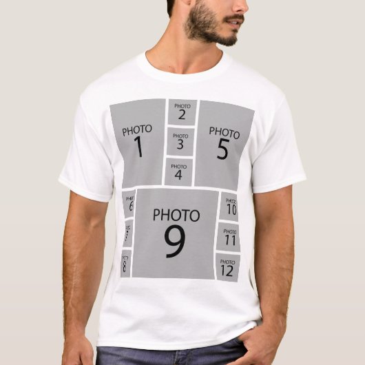 Creëer uw eigen persoonlijke 12 FOTO-COLLAGE T-shirt (Voorkant)
