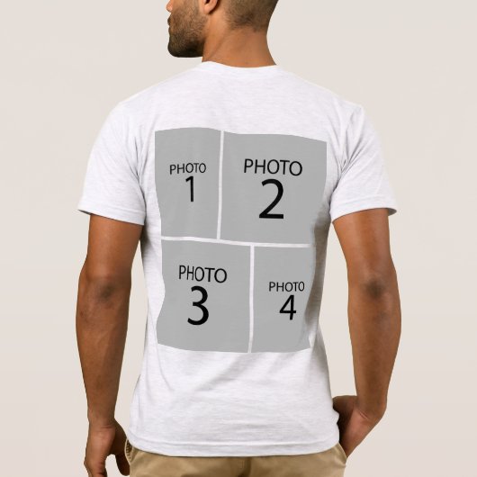 Creëer uw eigen persoonlijke 4 FOTO-COLLAGE T-shirt (Achterkant)