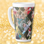 Creëer Uw eigen persoonlijke 6 Tekst voor fotocoll Latte Mok<br><div class="desc">Creëer uw eigen aangepaste, gepersonaliseerde, mooie faux gouden script typografie lettertype, Verjaardag / Kerstmis / Nieuwjaar 6 fotocollage met faux gouden achtergrond, sterke keramiek, magnetron en vaatwasser veilig, koffie latte foto mok. Om aan te passen, typ je gewoon je groeten of naam of tekst in en voeg je 6 van...</div>