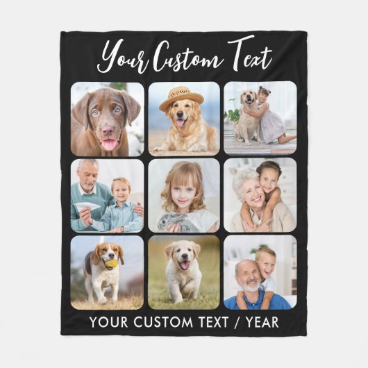 Creëer Uw eigen persoonlijke 9 Afbeelding collage Fleece Deken (Voorkant)