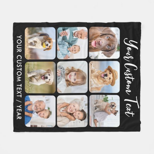 Creëer Uw eigen persoonlijke 9 Afbeelding collage Fleece Deken (Voorkant (Horizontaal))