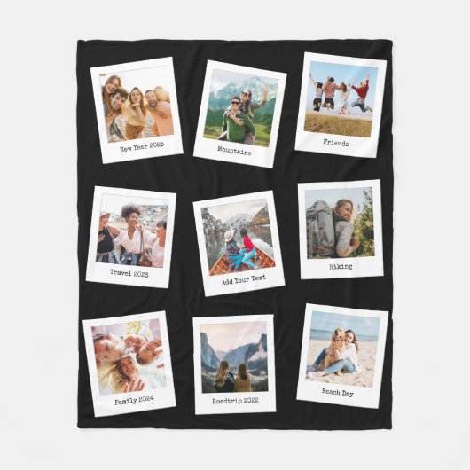 Creëer Uw eigen persoonlijke 9 Fotocollage Fleece Deken (Voorkant)