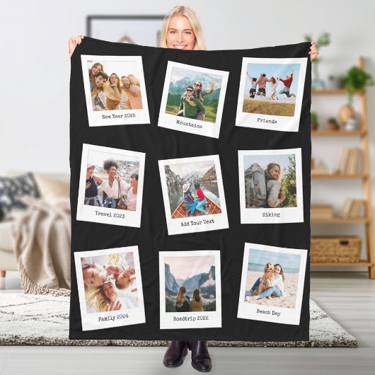 Creëer Uw eigen persoonlijke 9 Fotocollage Fleece Deken