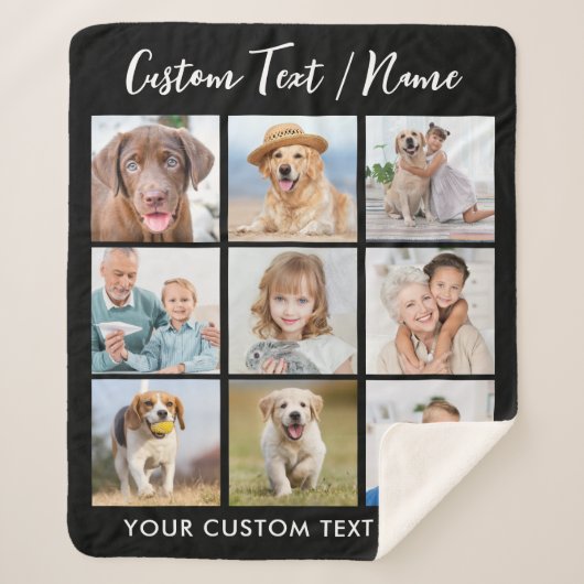 Creëer Uw eigen persoonlijke 9 Fotocollage Sherpa Deken (Voorkant)