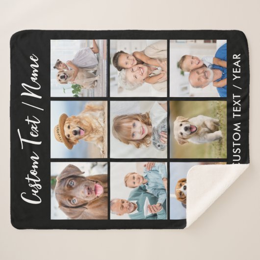 Creëer Uw eigen persoonlijke 9 Fotocollage Sherpa Deken (Voorkant (horizontaal))