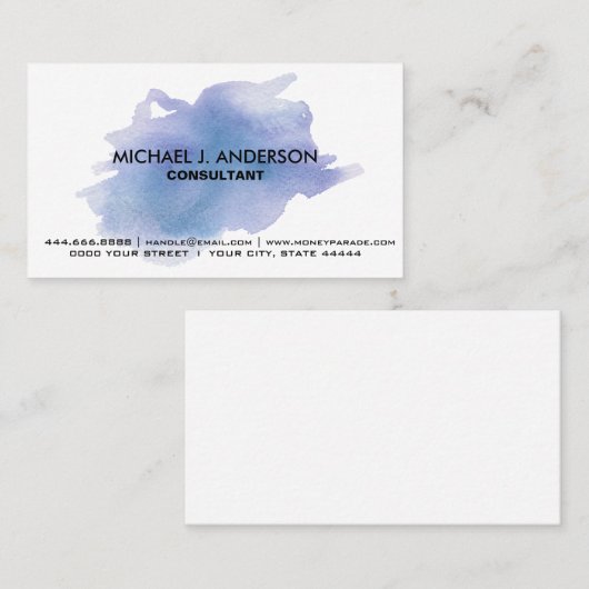 Creëer Uw eigen, persoonlijke blauwe kleurenplatte Visitekaartje (Voorkant / Achterkant)