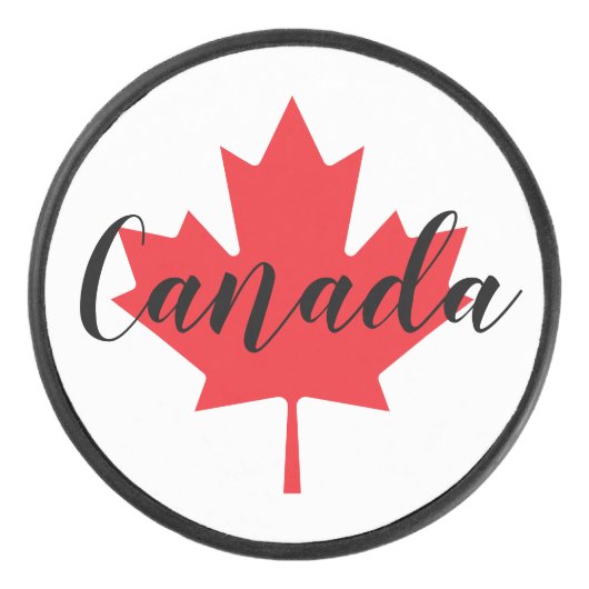 Creëer Uw eigen persoonlijke Canadese Rode Maple L Hockey Puck (Voorkant)
