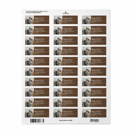 Creëer uw eigen persoonlijke foto op hout Bruiloft Etiket (Full Sheet)