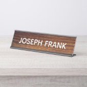 Creëer Uw eigen persoonlijke foto van Rustic Wood Bureau Naambordje (Voorkant)