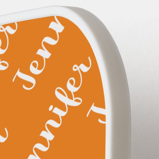 Creëer Uw eigen persoonlijke naam Oranje Pickleball Paddle (Links Detail)