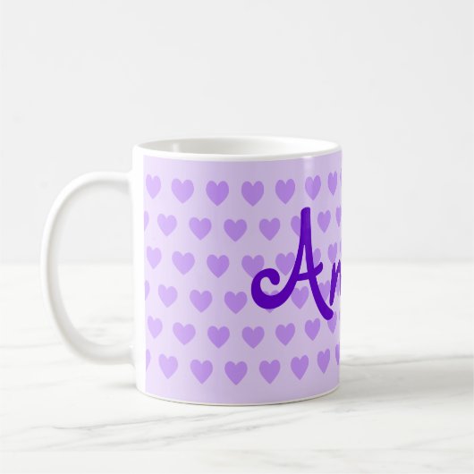 Creëer Uw eigen persoonlijke Paarse hartpatroon Koffiemok (Links)