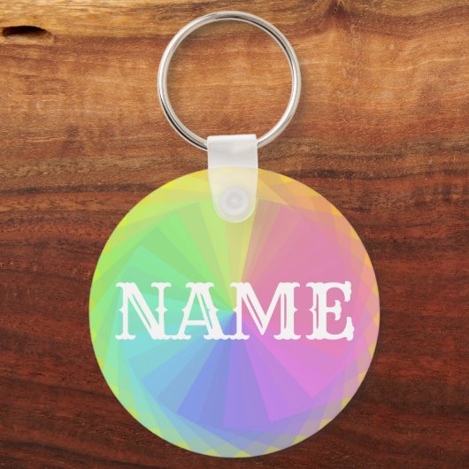 Creëer Uw eigen persoonlijke Rainbow Name Sleutelh Sleutelhanger (Voorkant)