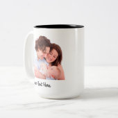 Creëer Uw eigen persoonlijke tekst en foto Tweekleurige Koffiemok (Voorkant links)