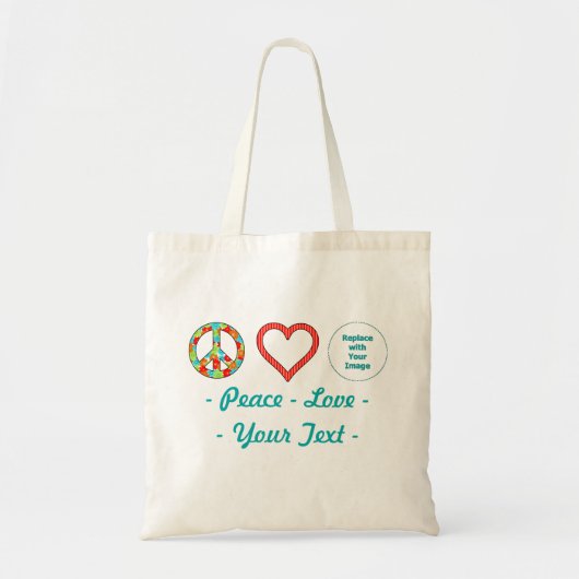 Creëer uw eigen persoonlijke vredesliefdesontwerp tote bag (Voorkant)