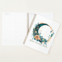 Creëer Uw eigen perzik & Blauwgroen bloemenmaan Planner