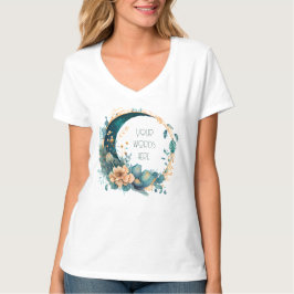 Creëer Uw eigen perzik & Blauwgroen bloemenmaan T-shirt